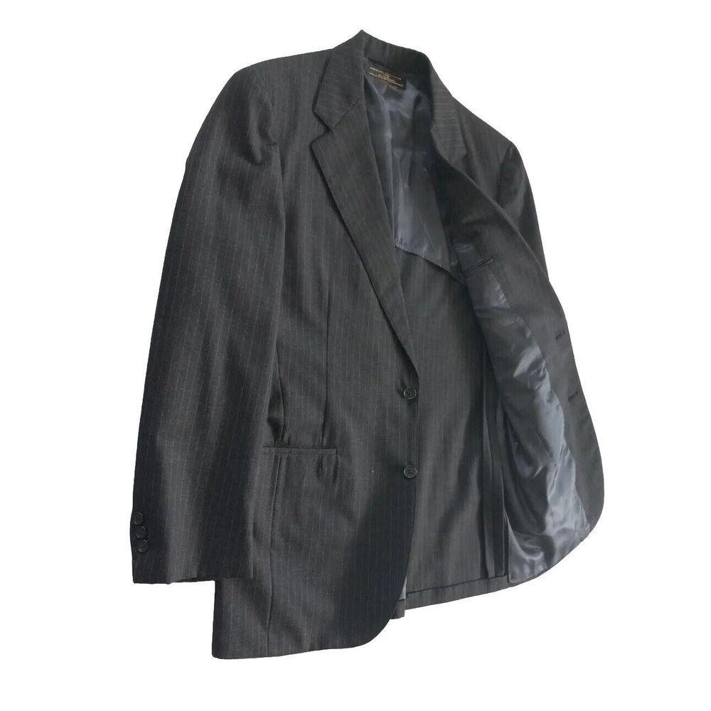 Brooks Brothers 346 Wool Blazer Coat Regular 45 Two Buttons Striped Gray